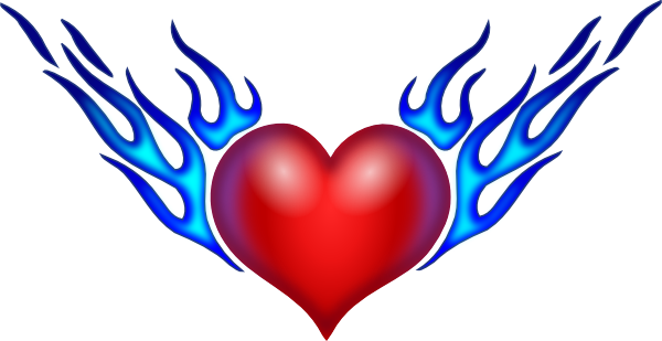 clipart hearts fire