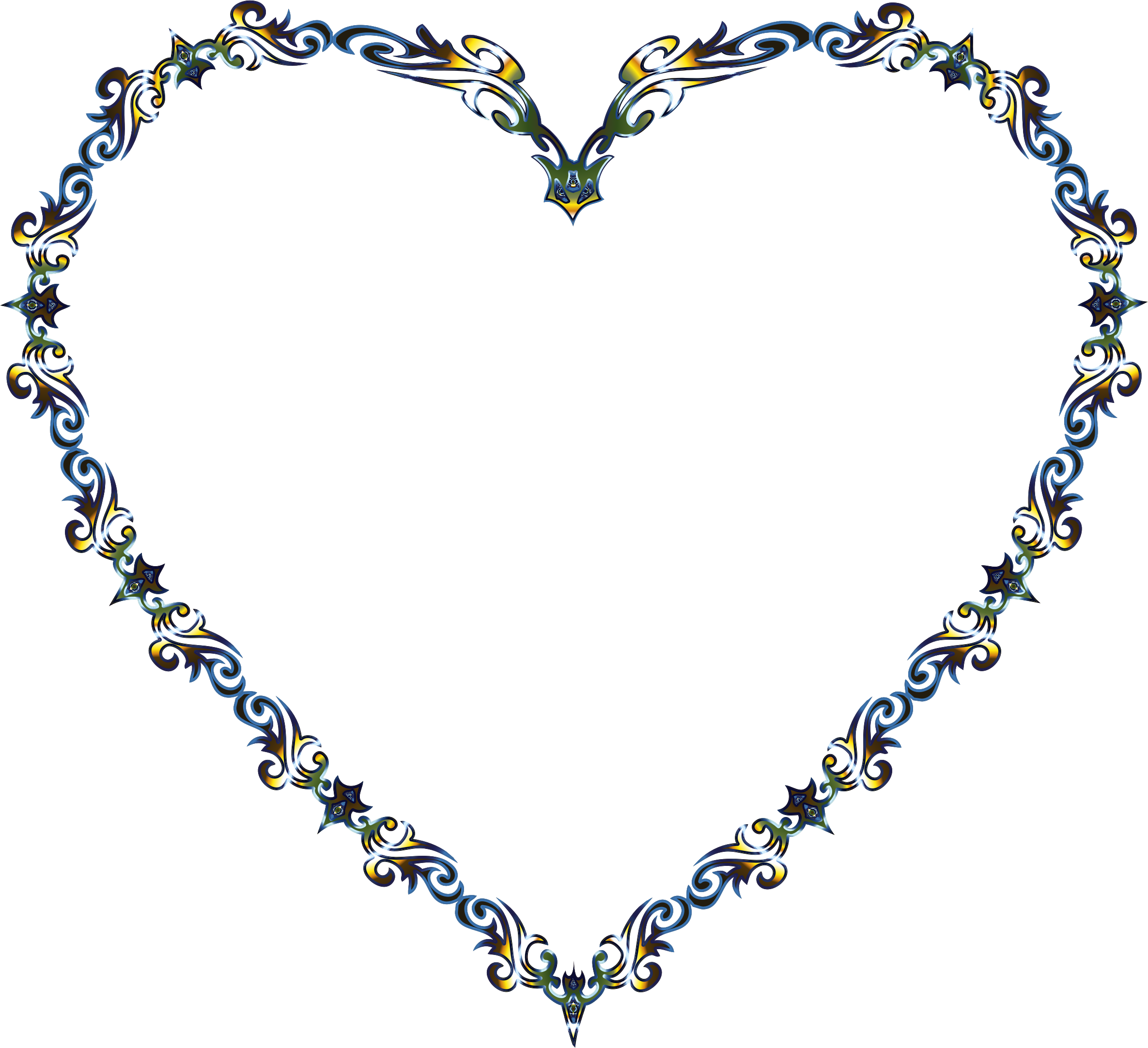 Fancy line art heart. Decorative clipart colorful