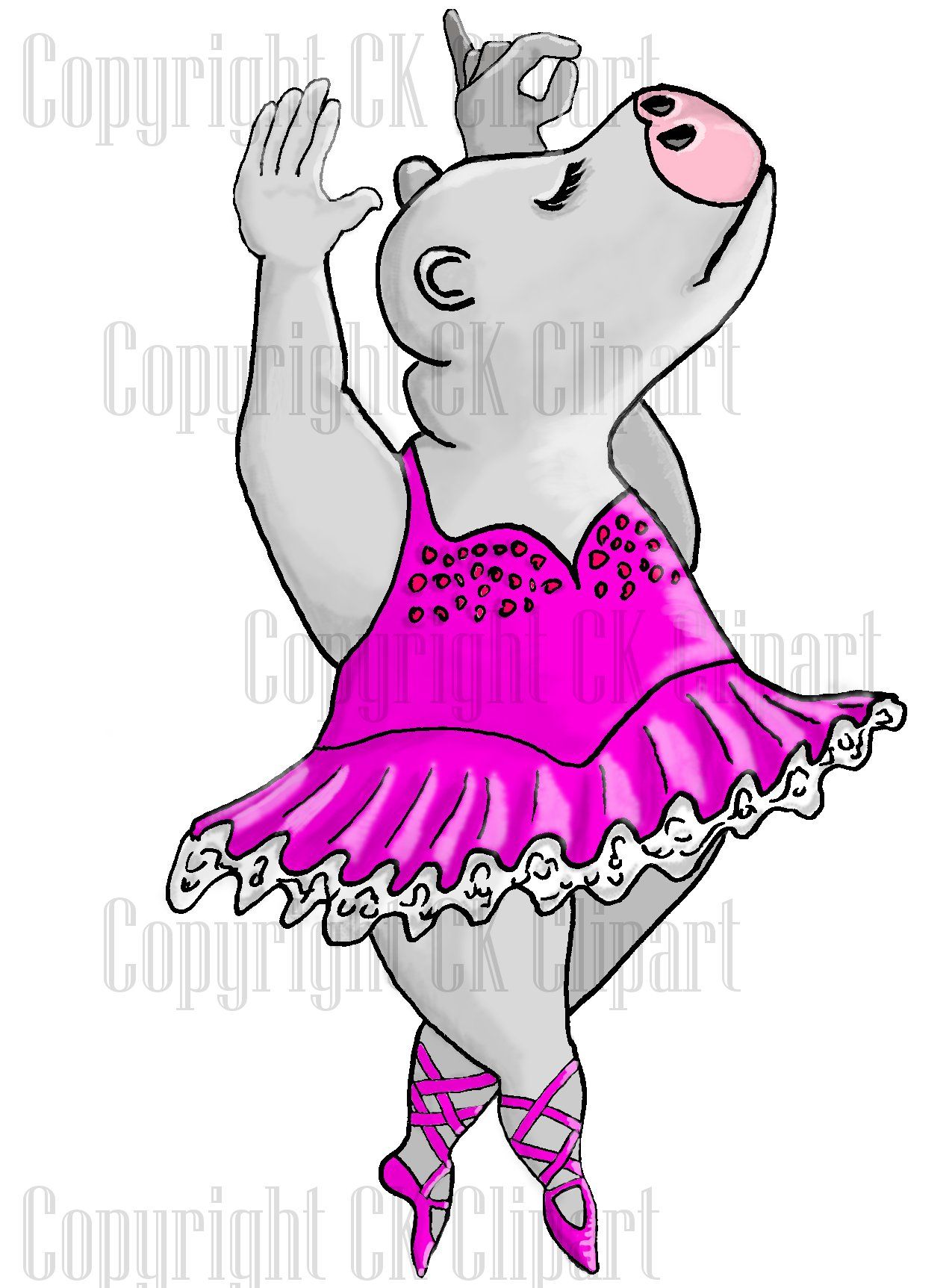 clipart hippo ballerina