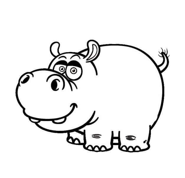 clipart hippo black and white