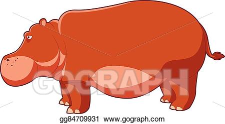 Clipart hippo brown. Vector illustration cartoon stock