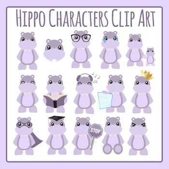 clipart hippo character