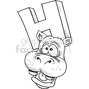 clipart hippo h be for