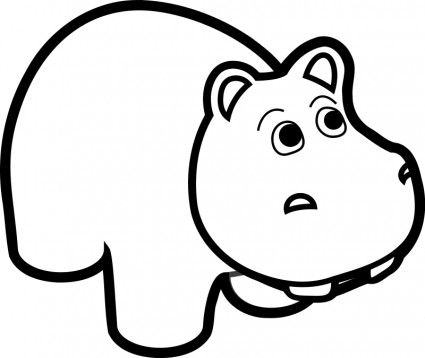 clipart hippo line art