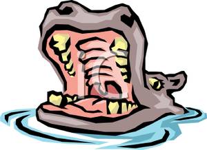 clipart hippo mouth open