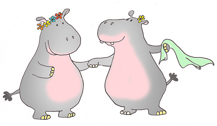 clipart hippo two