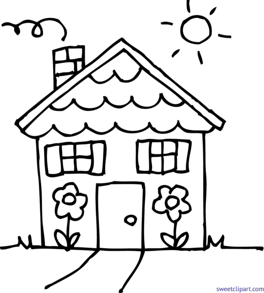 Clipart home line art. Sweet clip page of