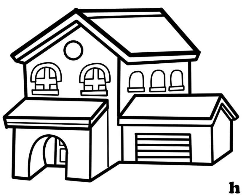 Best house coloring black. Clipart home line art