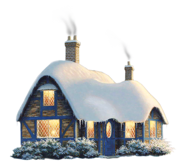 Home clipart christmas. Transparent snowy winter house