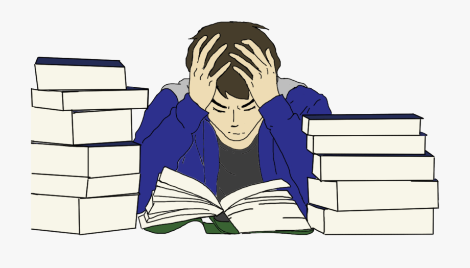 study clipart stressed female student