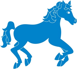 horses clipart blue