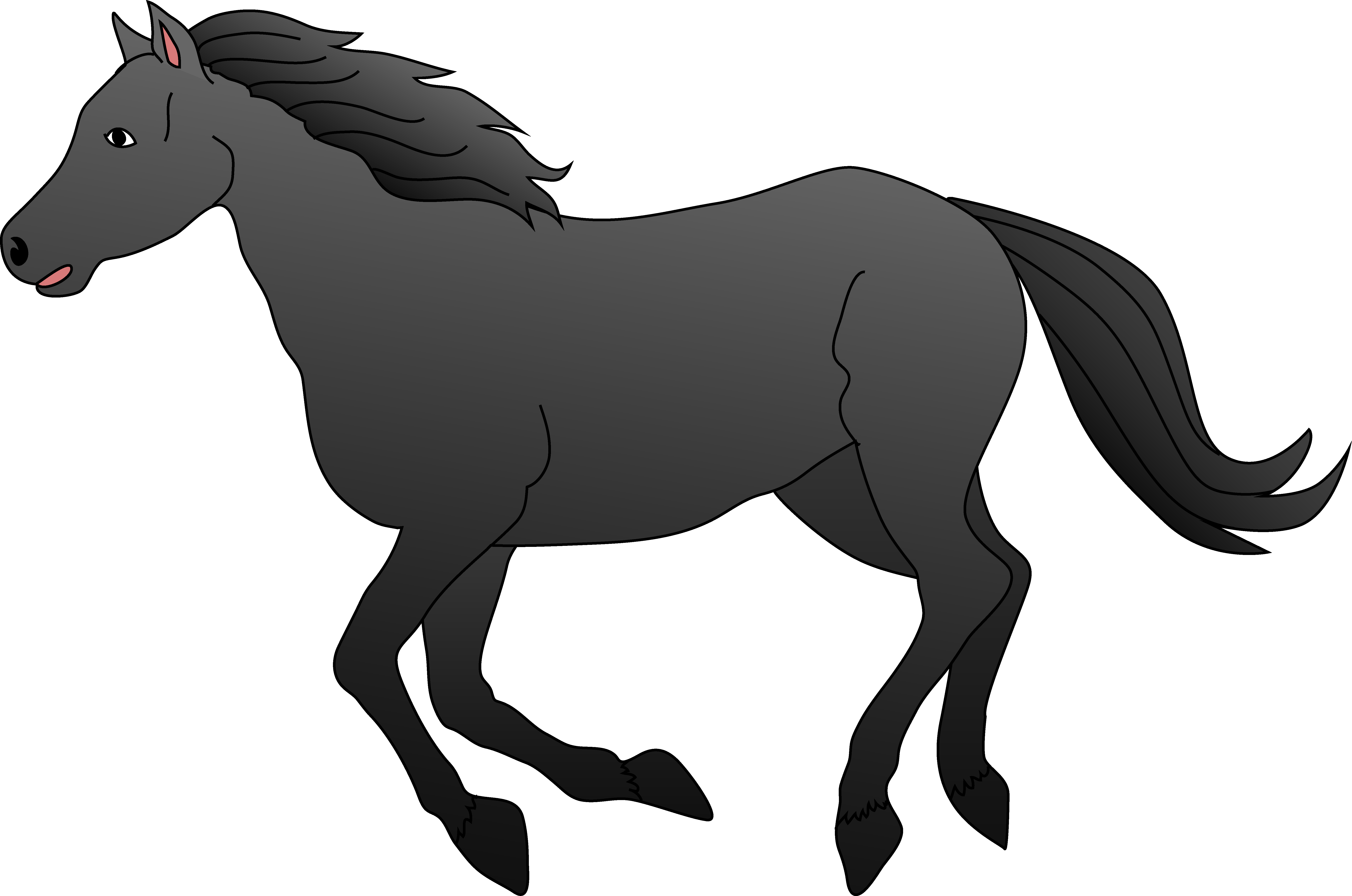 Black horse galloping clip. Horses clipart trot