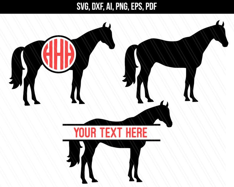 Svg dxf cutting files. Horse clipart monogram