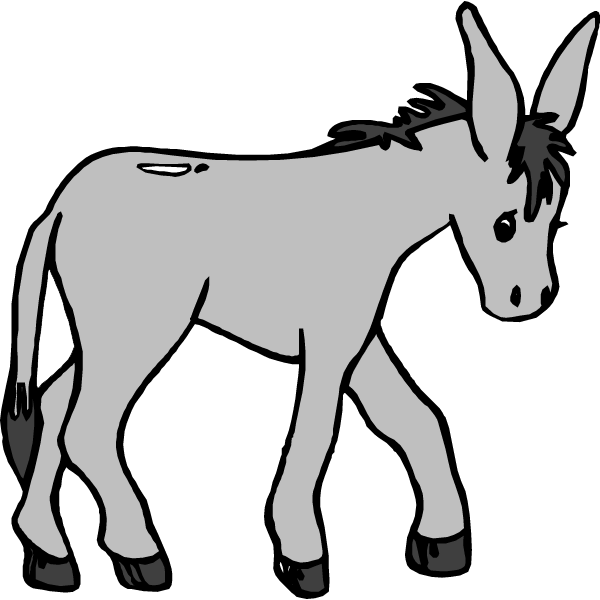 Donkey free clip art. Manger clipart black and white