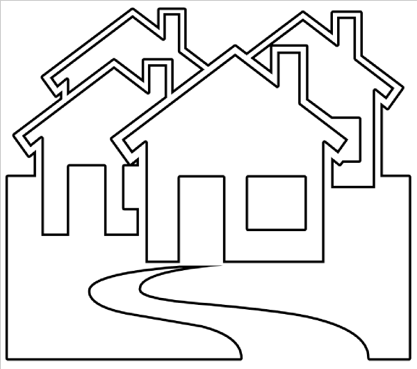 houses clipart black and white
