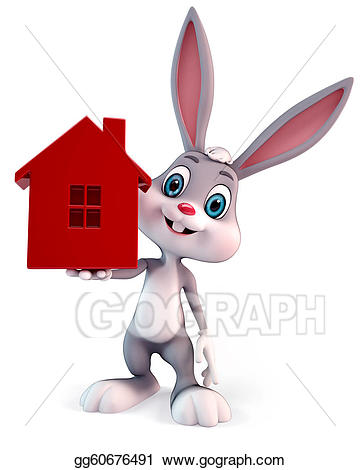 Clipart house easter bunny. Drawings stock illustration gg