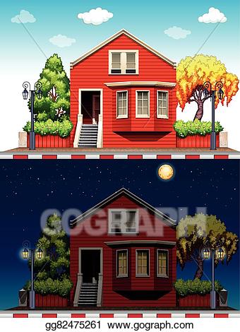house clipart night time