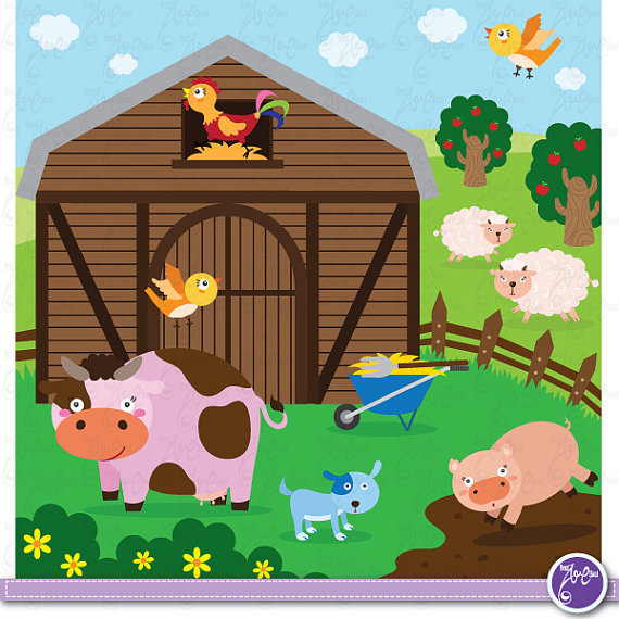 Farm clipart farmyard. Animals clip art cute