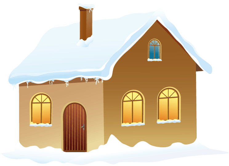 houses clipart snowing