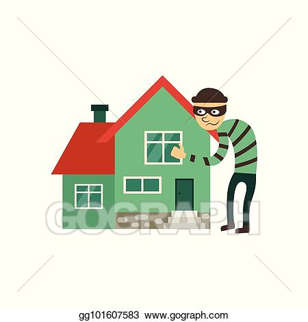Clipart house theft. Vector male thief hugging
