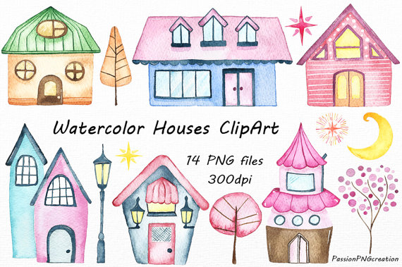 house clipart watercolour