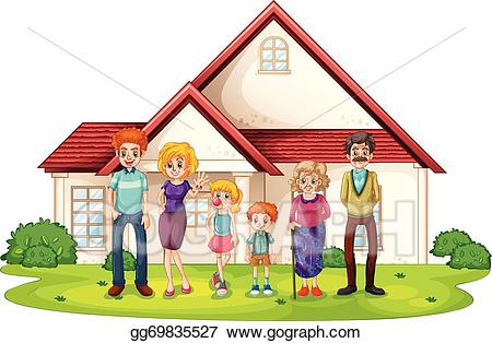 Houses clipart grandparents. Vector art a family