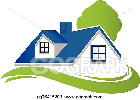 Clipart houses logo. Vector house with tree