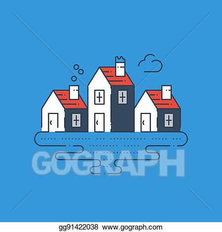 Houses clipart summer. Vector art group of