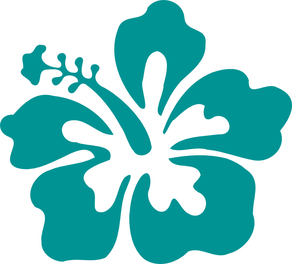 Teal . Hibiscus clipart island flower