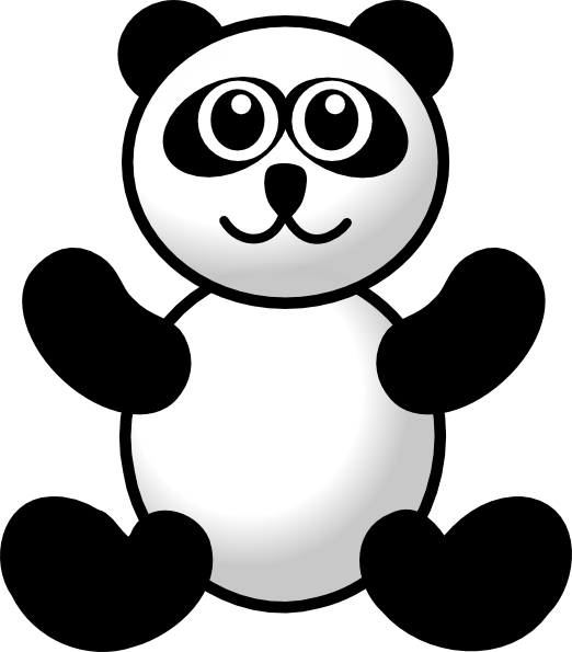 panda clipart black and white