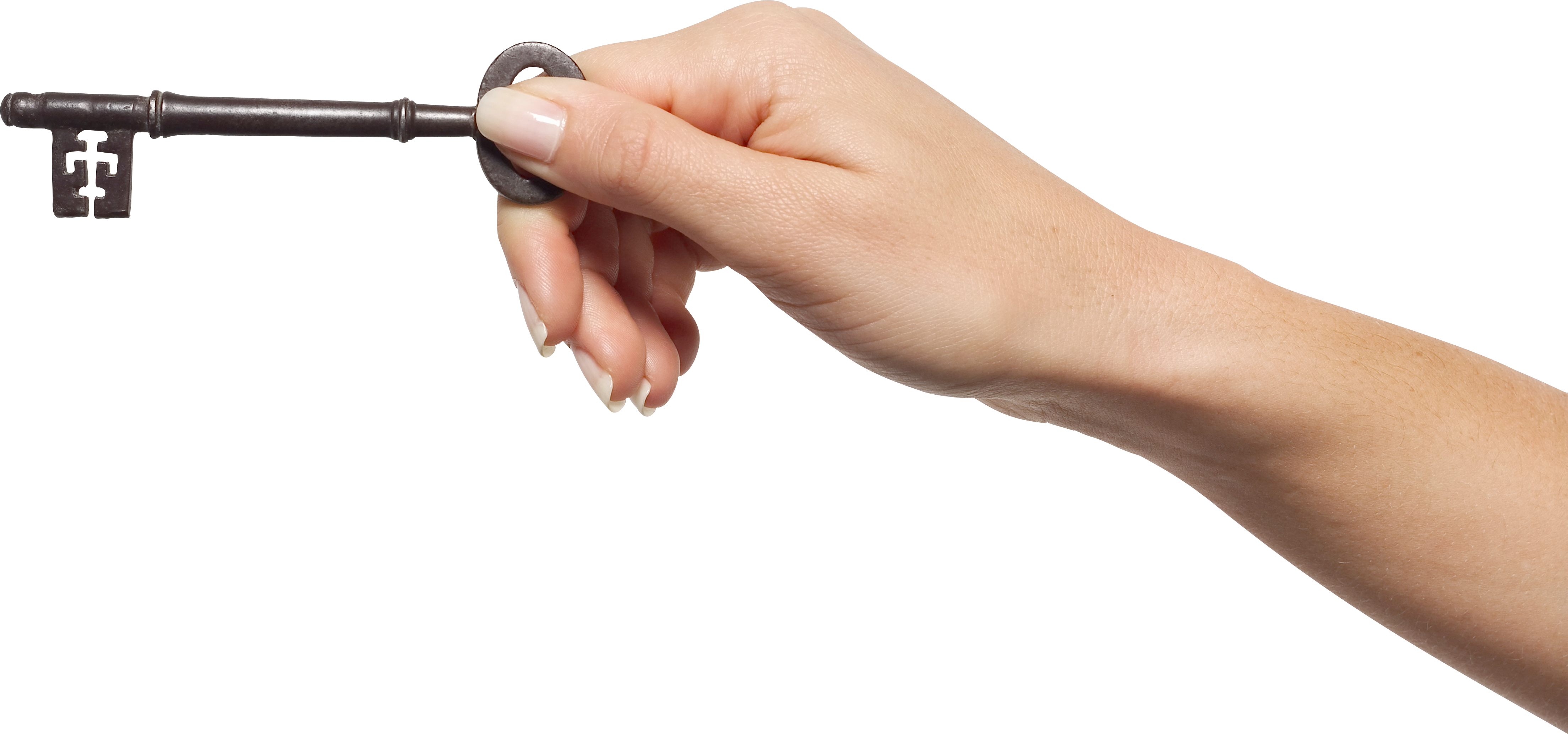 Hand holding key three. Nail clipart metal object