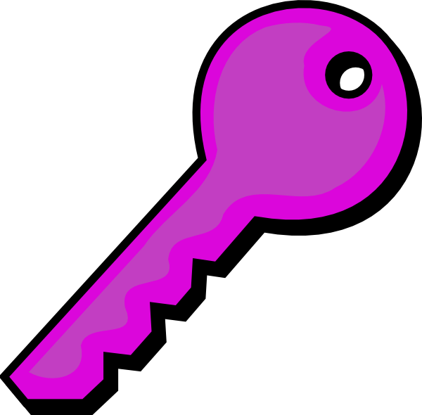 Pencil and in color. Clipart key purple