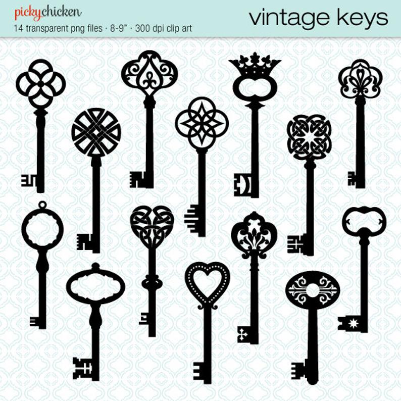 Vintage keys clip art. Clipart key victorian key