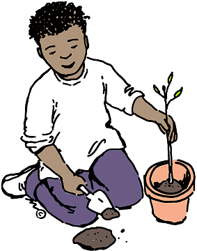 clipart kid plant