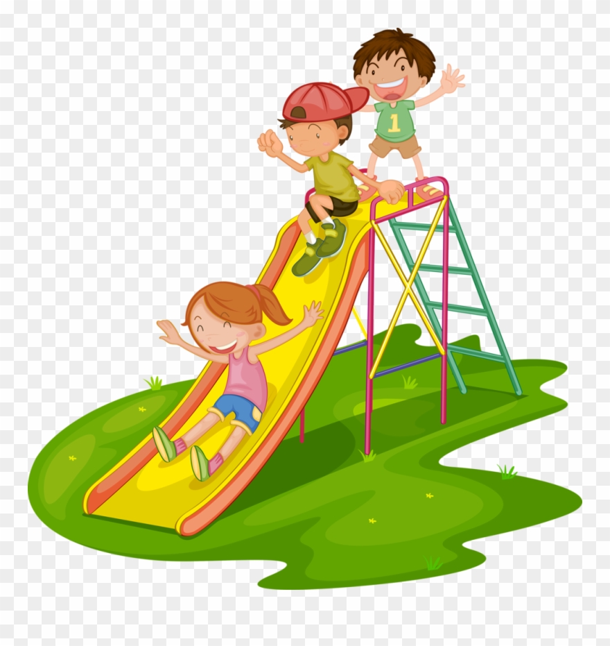 Kids park mat slide. Pain clipart playground