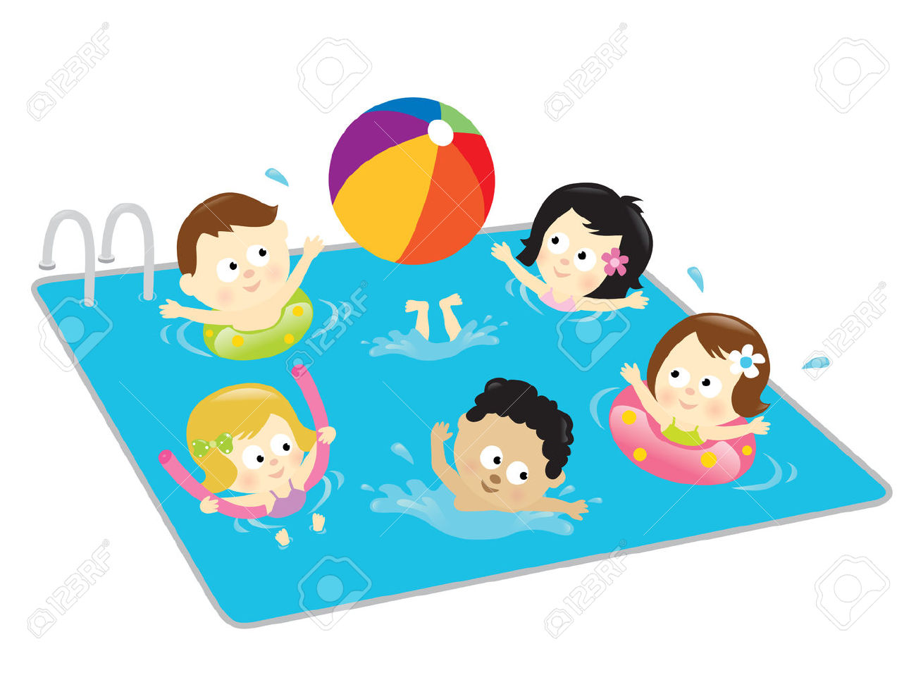 clipart swimming childrens