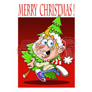 Clipart tree kid. Merry christmas getting a
