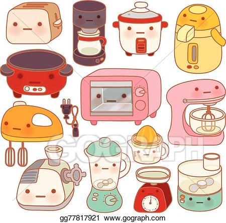 Vector set of adorable. Clipart kitchen cute