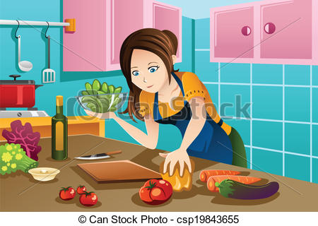 clipart kitchen mother