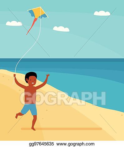 Vector art family leisure. Kite clipart beach
