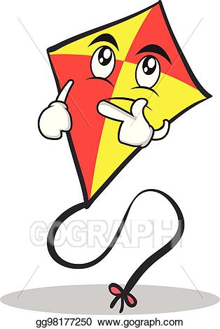 Vector illustration thinking face. Clipart kite cartoon character
