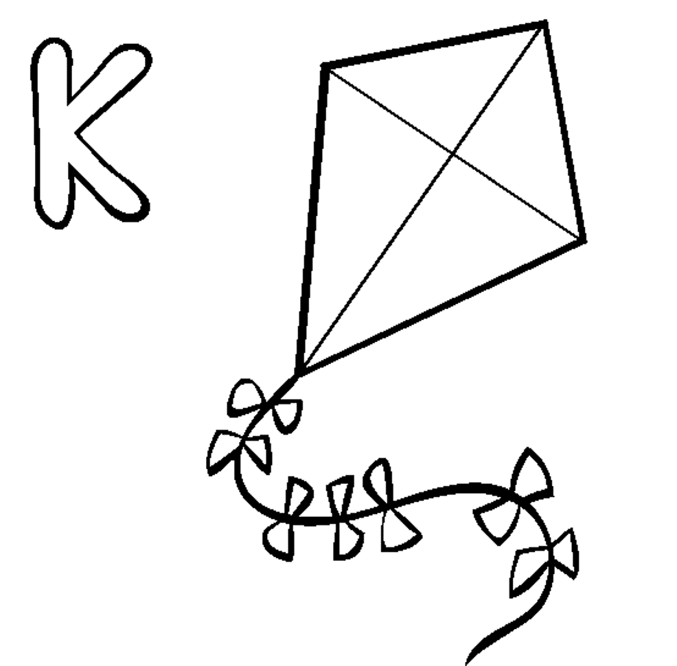 clipart kite colouring page