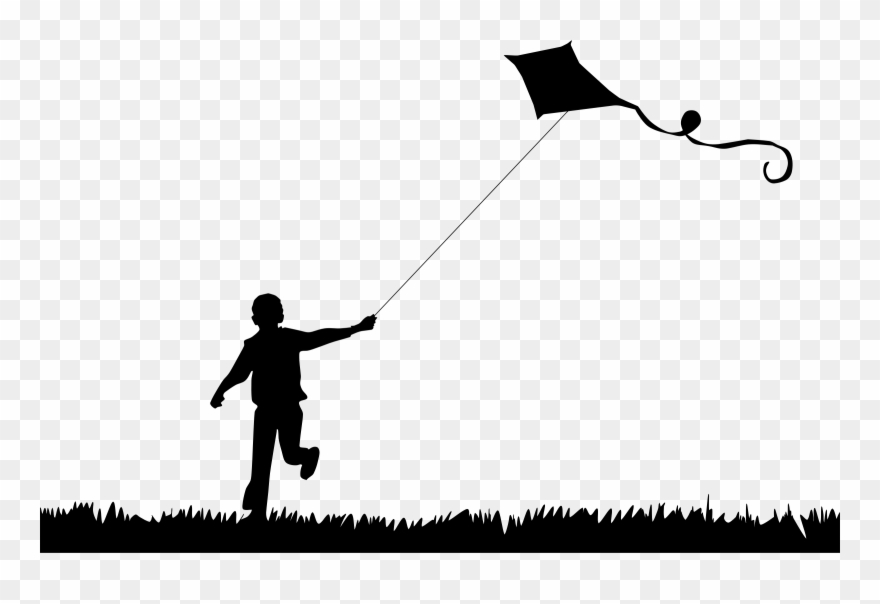 Clipart kite silhouette. Boy flying icons png
