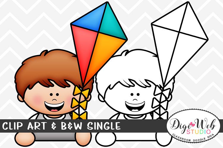 Clip art b w. Clipart kite single
