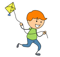 clipart kite stick figure boy