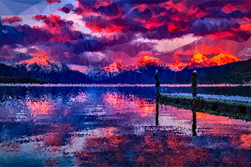 clipart lake lake sunset