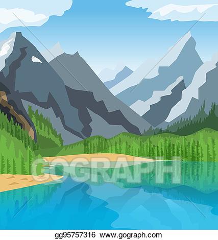Eps illustration mountain vector. Lake clipart mountainous