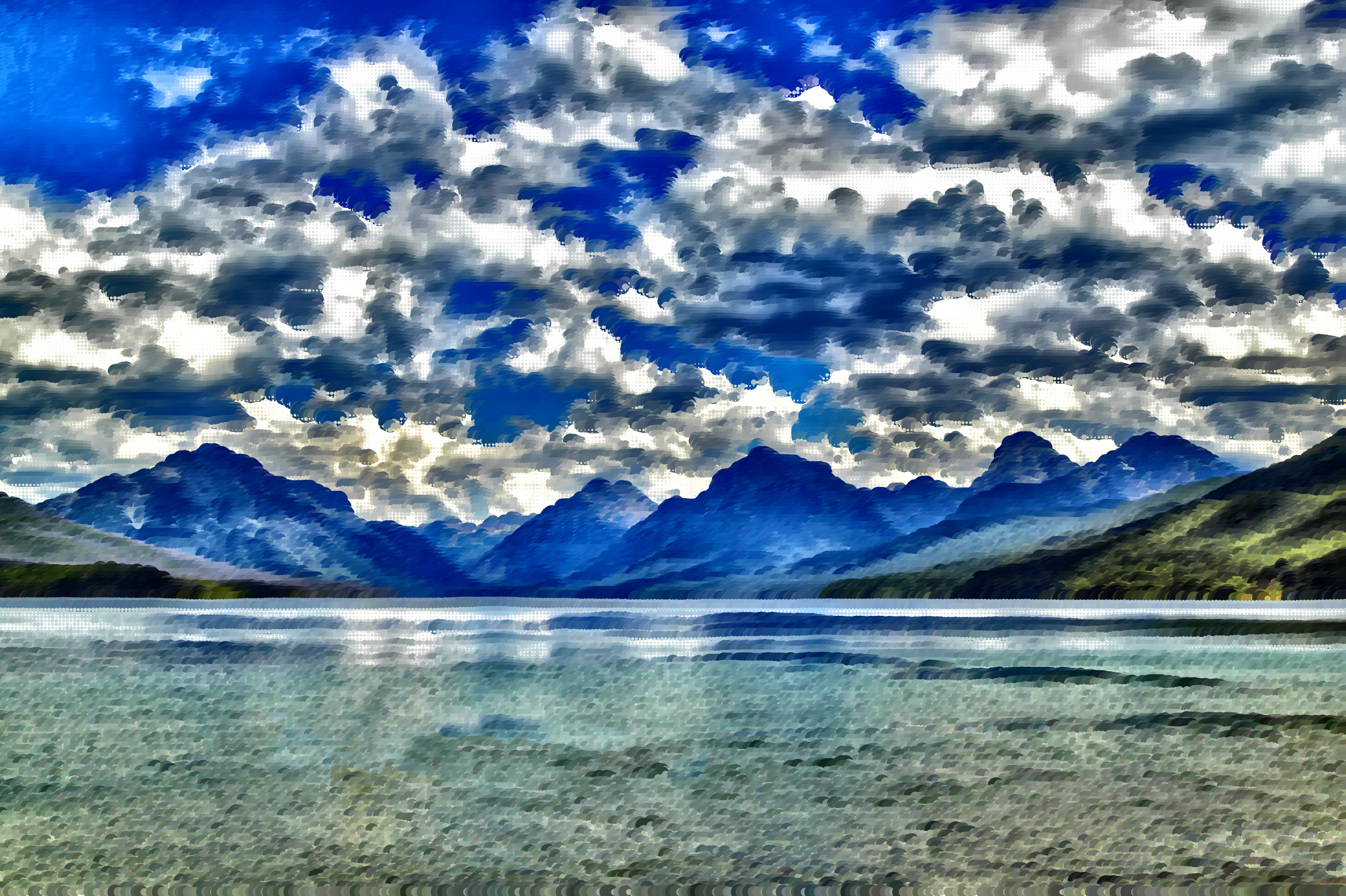 Surreal lake mcdonald montana. Water clipart sky