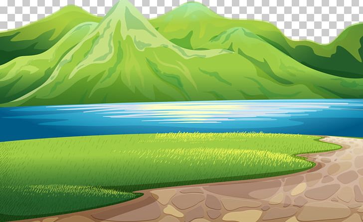 Green mountains mountain illustration. Clipart lake moutains