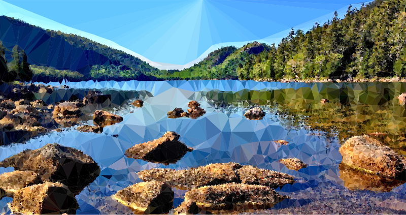 Reflection clipart mountain lake. Low poly north american
